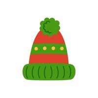 Vector illustration of cartoon winter hat isolated on white background.