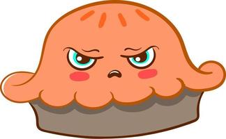 Angry pie, illustration, vector on white background