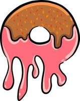 Chocolate donut, illustration, vector on white background