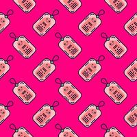 Small badge, seamless pattern on hot pink background. vector