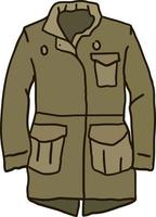 Army jacket, illustration, vector on white background.