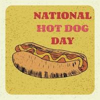 cartel de vector de día nacional de perro caliente en estilo vintage