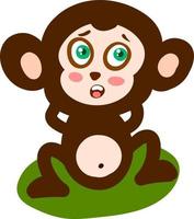 Scared little monkey , illustration, vector on white background