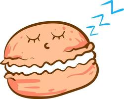 Sleeping macaron, illustration, vector on white background.