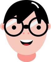 Boy with glasses, illustration, vector on a white background.