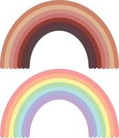 rainbow set in flat style. boho, gentle pastel cute collection vector