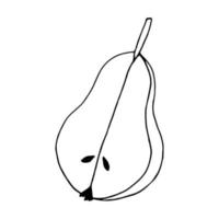 pear half hand drawn in doodle style. fruit, food. icon, sticker. vector