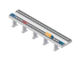 icono de cheque de pago de carretera de vector isométrico con barreras de peaje en carretera, pasando coches y camiones. adecuado para diagramas, infografías y otros recursos gráficos