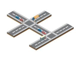 isometric vector Road payment check icon with toll barriers on highway, passing cars and trucks . Suitable for Diagrams, Infographics, And Other Graphic assets