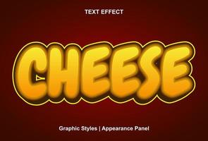 efecto de texto de queso con estilo gráfico y editable vector