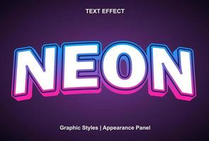 neon text effect with graphic style and editable. vector