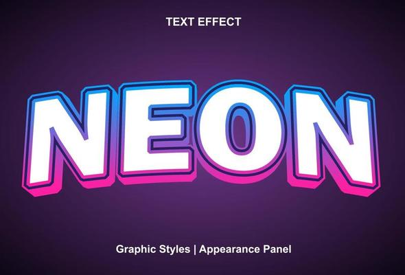neon text effect with graphic style and editable.