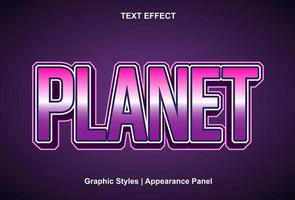 planet text effect with graphic style and editable. vector