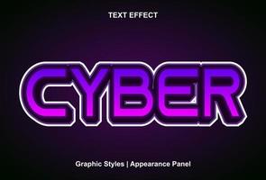 cyber text effect with graphic style and editable vector