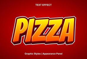 efecto de texto de pizza con estilo gráfico y editable. vector