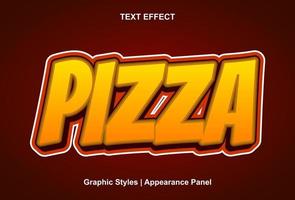 efecto de texto de pizza con estilo gráfico y editable vector