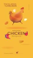 Fresh organic chicken menu social media stories restaurant promotion template vector