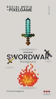 Pixel art set of sword, isolated vector file