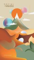 Colorful Liquid Simple Mountain with Social Media Background vector