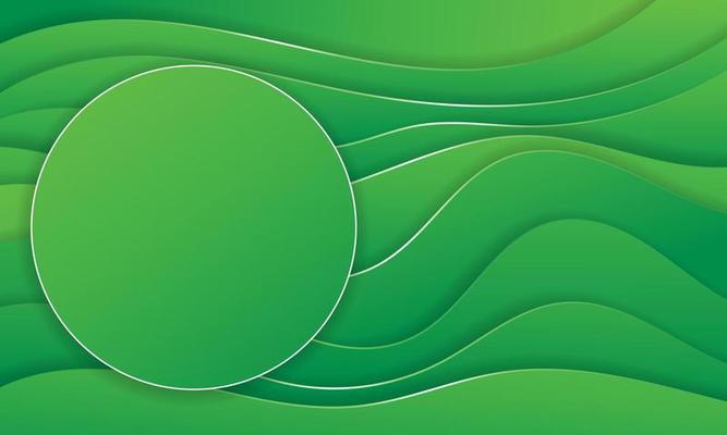Abstract green background with white wave lines. - Vector.