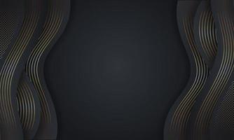 Abstract luxury golden wave lines curved overlapping on black background.- Vector. vector