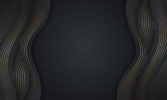 Abstract luxury golden wave lines curved overlapping on black background.- Vector. vector