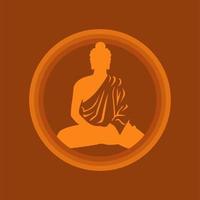 silhouette of gautama buddha  in light circle background stock vector