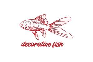 Hand draw Comet Fish for Decorative Fish Store Logo Design vector