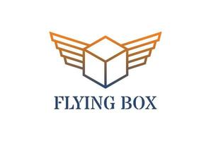 Geometric Flying Box Cube Wings for Delivery Package Export or Cargo Shipping Logo vector