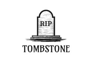 Vintage Retro Tombstone Tomb Cemetery Stone Logo Design vector