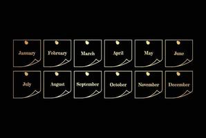 Elegant Luxury Golden Paper Pins Month Note for To Do List vector