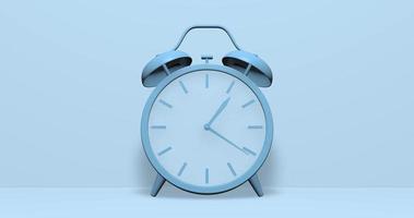 3d Render of a Minimal pastel Blue Twin bell Alarm clock. Zoom out effect. Concept of time passing, hours, seconds and minutes. Time to sleep or wake up, special event , date or countdown. video