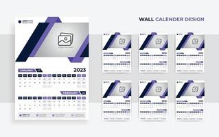 wall calendar design 2023 new year corporate business 12-month 6 page vector