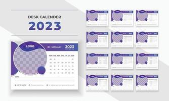 diseño de calendario de escritorio 2023 año nuevo negocio corporativo empresa mesa calender12 meses 12 página vector