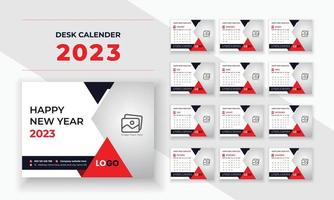 desk calendar design 2023 new year corporate business company table calender12 months 12 page vector