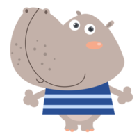 ilustración de imágenes prediseñadas de un lindo personaje de dibujos animados de hipopótamo para niños. png
