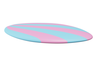 planche de surf bleu rose isolée. concept de voyage d'été, illustration 3d ou rendu 3d png