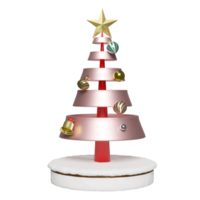 Natale albero palcoscenico podio con neve e ornamenti isolato. concetto Natale e festivo nuovo anno, 3d illustrazione o 3d rendere png