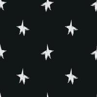 Doodle cosmic seamless pattern in childish style. Hand drawn abstract space stars. Black and white. vector