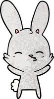 retro grunge texture cartoon bunny vector