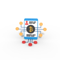 Ilustración 3d de la red blockchain de bitcoin en el teléfono png