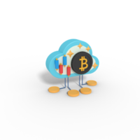 3d illustratie van bitcoin wolk opslagruimte png