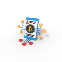 ilustração 3D da rede blockchain bitcoin no telefone png