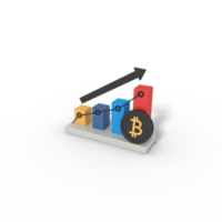 3d illustration av bitcoin tillväxt kurva png