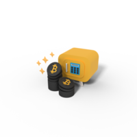 3d illustration of bitcoin storage locker with password png