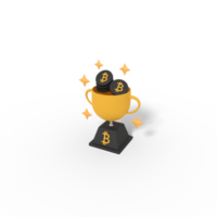 3d illustration of bitcoin trading trophy png