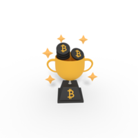 3d illustration of bitcoin trading trophy png