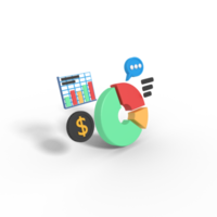 ilustração 3D do gráfico de pizza de crescimento de negócios png