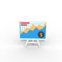 Ilustración 3d de las estadísticas de crecimiento empresarial en el tablero de presentación png