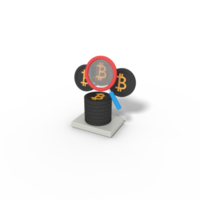 ilustração 3D de busca de seo bitcoin png
